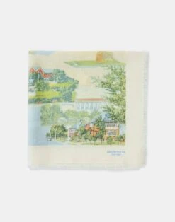 Postcards Print Cotton-Silk Scarf -Chic Daily Fashion a2539 wvnx buff multi other