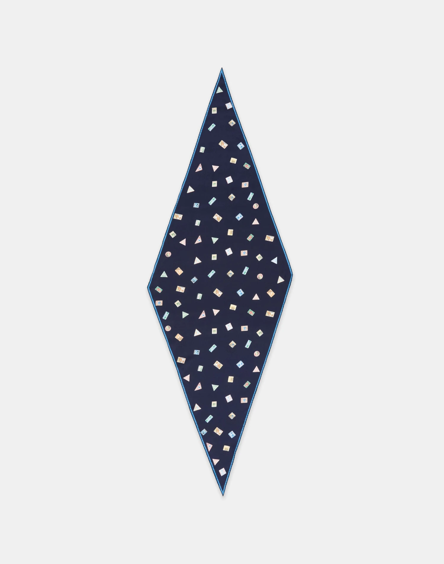 Postage Stamp Print Silk Diamond Scarf 1 Postage Stamp Print Silk Diamond Scarf