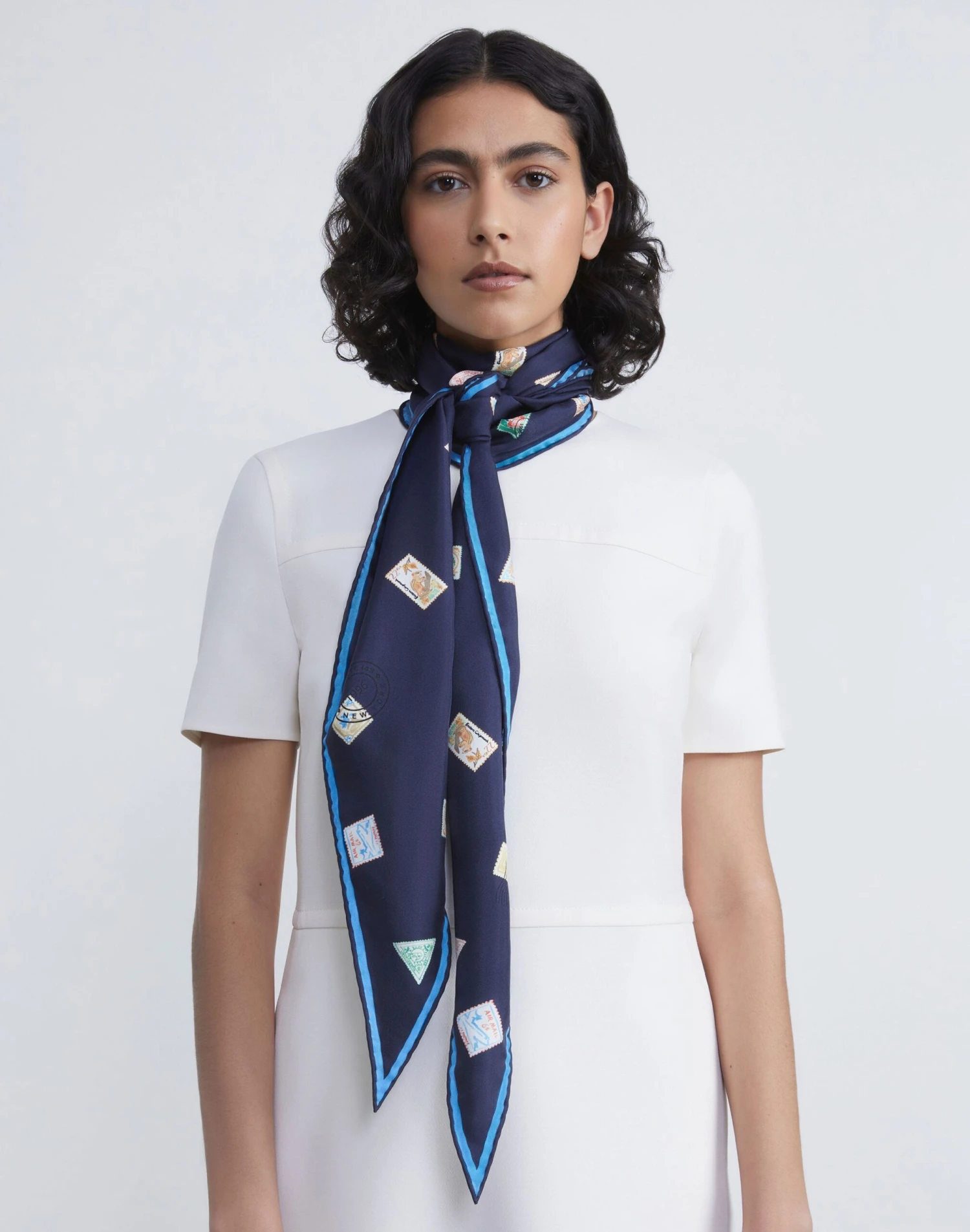 Postage Stamp Print Silk Diamond Scarf 2 Postage Stamp Print Silk Diamond Scarf - Image 2