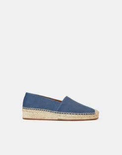 Grained Calfskin Leather Slip-On Espadrille -Chic Daily Fashion lf 0763 parisian blue