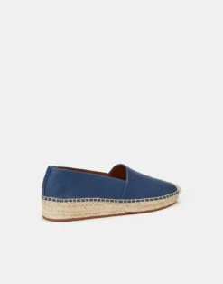 Grained Calfskin Leather Slip-On Espadrille -Chic Daily Fashion lf 0763 parisian blue back