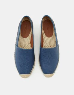 Grained Calfskin Leather Slip-On Espadrille -Chic Daily Fashion lf 0763 parisian blue detail