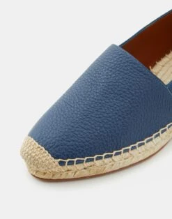 Grained Calfskin Leather Slip-On Espadrille -Chic Daily Fashion lf 0763 parisian blue detail2