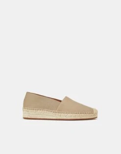 Grained Calfskin Leather Slip-On Espadrille -Chic Daily Fashion lf 0763 taupe