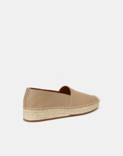 Grained Calfskin Leather Slip-On Espadrille -Chic Daily Fashion lf 0763 taupe back