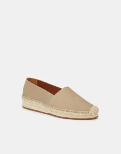 Grained Calfskin Leather Slip-On Espadrille -Chic Daily Fashion lf 0763 taupe other