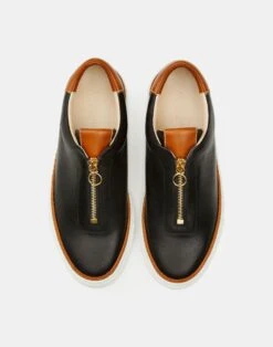 Nappa Leather Zip-Up Sneaker 12 Nappa Leather Zip-Up Sneaker -Chic Daily Fashion lf 0793 black multi detail