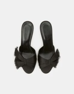 Satin Heeled Mule 7 Satin Heeled Mule -Chic Daily Fashion lf 0822 black detail