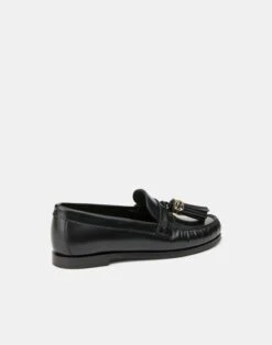 Brushed Leather 8 Knot Tassel Loafer -Chic Daily Fashion lf 0830 black back