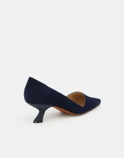 Suede Heeled Pump -Chic Daily Fashion lf 0852 navy back