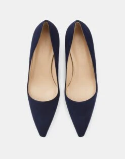 Suede Heeled Pump -Chic Daily Fashion lf 0852 navy detail