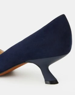 Suede Heeled Pump -Chic Daily Fashion lf 0852 navy detail2