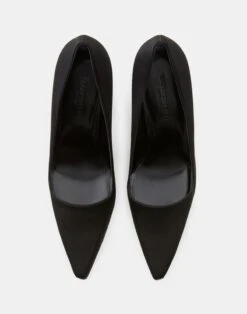 Satin High Heeled Pump -Chic Daily Fashion lf 0853 black detail