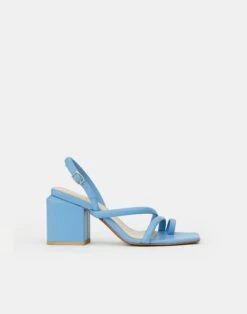 Soft Calfskin Leather Heeled City Sandal 35 Soft Calfskin Leather Heeled City Sandal -Chic Daily Fashion lf 0858 cool blue