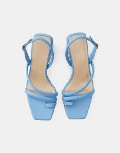 Soft Calfskin Leather Heeled City Sandal 37 Soft Calfskin Leather Heeled City Sandal -Chic Daily Fashion lf 0858 cool blue detail