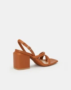 Soft Calfskin Leather Heeled City Sandal 28 Soft Calfskin Leather Heeled City Sandal -Chic Daily Fashion lf 0858 copper back