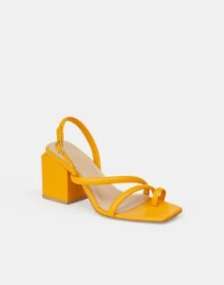 Soft Calfskin Leather Heeled City Sandal 31 Soft Calfskin Leather Heeled City Sandal -Chic Daily Fashion lf 0858 golden yellow other