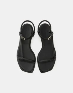 Soft Calfskin Leather City Sandal -Chic Daily Fashion lf 0865 black detail