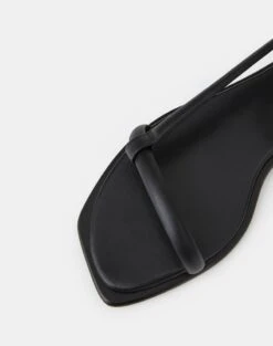 Soft Calfskin Leather City Sandal -Chic Daily Fashion lf 0865 black detail2