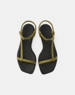 Soft Calfskin Leather City Sandal -Chic Daily Fashion lf 0865 chive detail