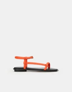 Soft Calfskin Leather City Sandal -Chic Daily Fashion lf 0865 vibrant coral