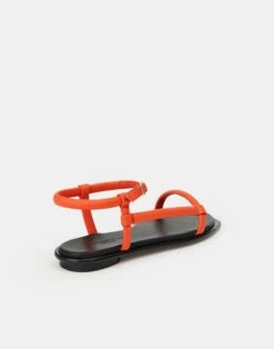 Soft Calfskin Leather City Sandal -Chic Daily Fashion lf 0865 vibrant coral back