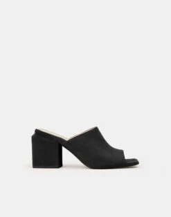 Suede Heeled Mule 24 Suede Heeled Mule -Chic Daily Fashion lf 0881 black