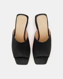 Suede Heeled Mule 26 Suede Heeled Mule -Chic Daily Fashion lf 0881 black detail