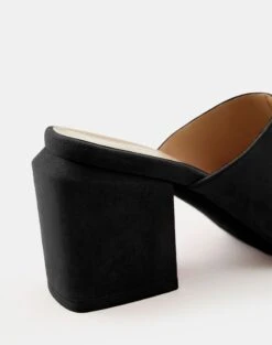 Suede Heeled Mule 28 Suede Heeled Mule -Chic Daily Fashion lf 0881 black detail2