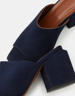 Suede Heeled Mule 37 Suede Heeled Mule -Chic Daily Fashion lf 0881 navy detail2
