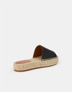 Grained Calfskin Leather Espadrille Slide -Chic Daily Fashion lf 0890 black back