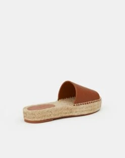 Grained Calfskin Leather Espadrille Slide -Chic Daily Fashion lf 0890 copper back