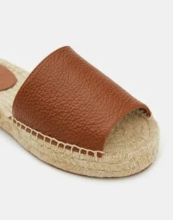 Grained Calfskin Leather Espadrille Slide -Chic Daily Fashion lf 0890 copper detail2
