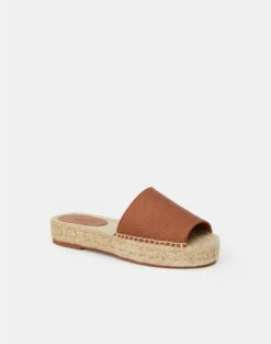 Grained Calfskin Leather Espadrille Slide -Chic Daily Fashion lf 0890 copper other