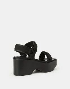 Nappa Leather Platform Sandal 7 Nappa Leather Platform Sandal -Chic Daily Fashion lf 0891 black back