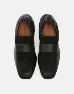 Nappa Leather & Suede Packable Loafer -Chic Daily Fashion lf 0903 black detail