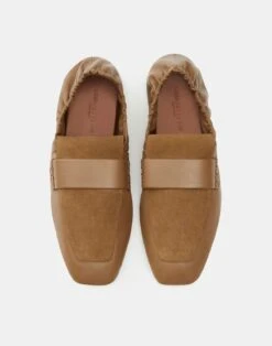 Nappa Leather & Suede Packable Loafer -Chic Daily Fashion lf 0903 cadet khaki detail