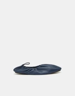 Nappa Leather Packable Ballet Flat -Chic Daily Fashion lf 0904 navy