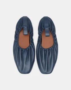 Nappa Leather Packable Ballet Flat -Chic Daily Fashion lf 0904 navy detail