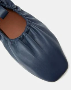 Nappa Leather Packable Ballet Flat -Chic Daily Fashion lf 0904 navy detail2