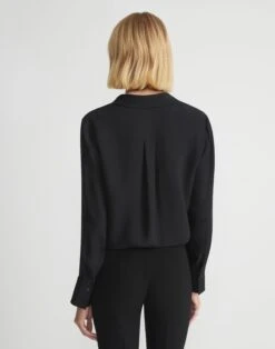 Silk Georgette Button Blouse -Chic Daily Fashion mbae3r 6013 black back