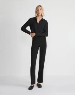 Silk Georgette Button Blouse -Chic Daily Fashion mbae3r 6013 black full