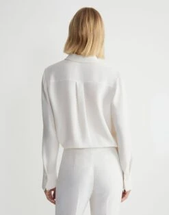 Silk Georgette Button Blouse -Chic Daily Fashion mbae3r 6013 cloud back