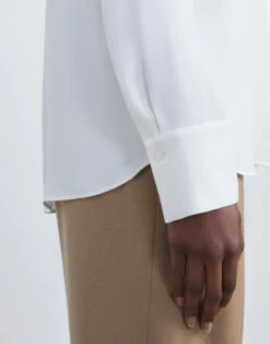 Silk Georgette Button Blouse -Chic Daily Fashion mbae3r 6013 cloud detail2