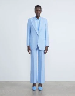 Silk Georgette Button Blouse -Chic Daily Fashion mbae3r 6013 cool blue full