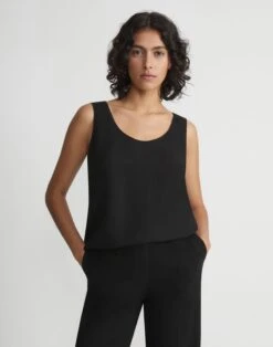 Silk Double Georgette Sleeveless Blouse -Chic Daily Fashion mbbr2r 6013 black
