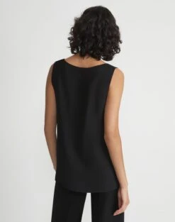 Silk Double Georgette Sleeveless Blouse -Chic Daily Fashion mbbr2r 6013 black back