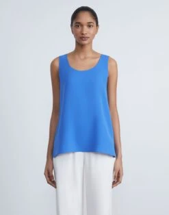 Silk Double Georgette Sleeveless Blouse -Chic Daily Fashion mbbr2r 6013 classic cobalt