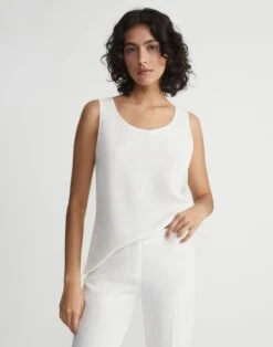 Silk Double Georgette Sleeveless Blouse -Chic Daily Fashion mbbr2r 6013 cloud