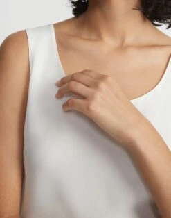 Silk Double Georgette Sleeveless Blouse -Chic Daily Fashion mbbr2r 6013 cloud detail